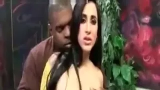 Ebony Babe Tit Fucks A Big White Cock Before She Sucks It