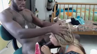 Blonde babe fucked hard by big cock in the car