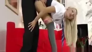 Dirty teen gets her cunt filled with hard mature cock