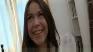 Teenie showing her big tits in close-up