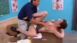 Cute teen enjoys a deep spooning