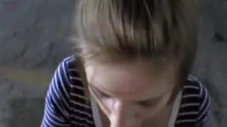 Charming little floozy is getting picked up by a dude