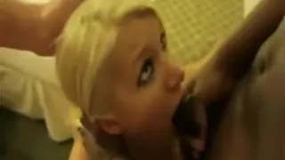 Karen gives blowjob in interracial threesome