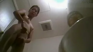 My sister Mei rubbing pussy in the shower