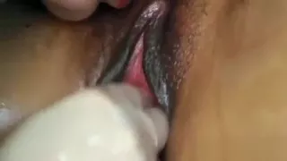 Masked dude eats Latina teen's pussy