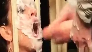 Cum loving blonde slut gets covered