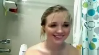 Sexy blonde teen with big tits shows her