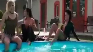 Lesbo 3some in the pool with WAM sluts