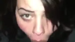 Slutty white girl sucks black dick