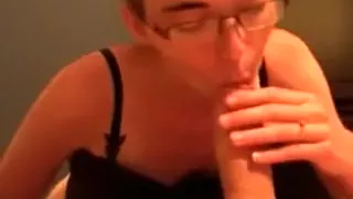 Girlfriend with Glasses Performs Fellatio