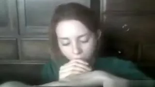 Sweet Brunette Girl Gives A Blowjob
