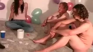 Lusty girl licks boobs in truth or dare sexgame