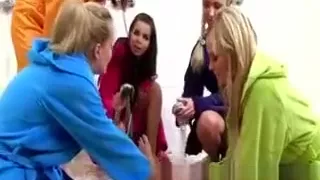 Teen femdom sucking subject in bathroom and loves it