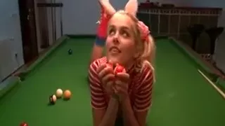 Cute russian doll Sasha masturbating on a pool table
