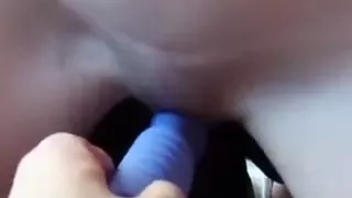 Dildoing cunt in the car