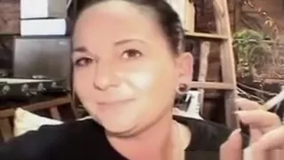 Brunette Crack Whore Smokes Cigarette And Takes Facial