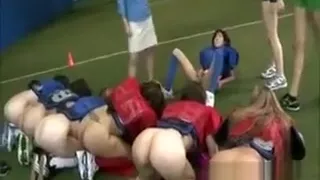 Bunch of newbie rushes playing football naked and make out