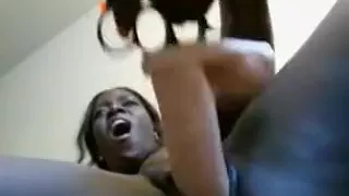 Amateur dildoing black cunt