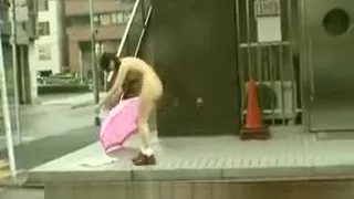 Subtitled Japanese public nudity striptease in Tokyo