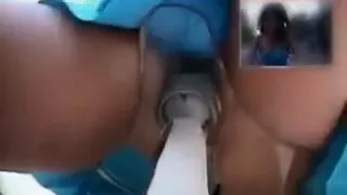 Japanese teen sex doll getting cunt teased on the bike