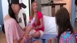 Fantastic foursome unwrap their new toys and try them out