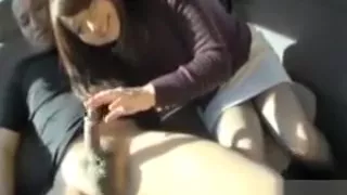 A nice backseat blowjob for her younger studs hard dick