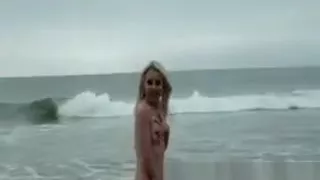 Nude hottie on the beach gets intensely fucked by a pervert