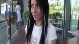 Sexy smoking chick picked up in bar and she gets into car