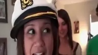 Tiny boobed cutie blows fat shaft at a college sex party