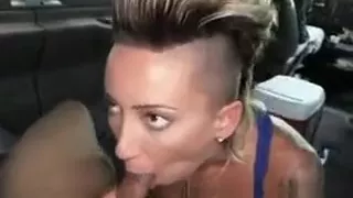 Blonde Amateur Girl With Mohawk Sucking Dick In Backseat