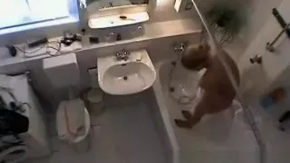Cutie caught on spy camera in the bathroom