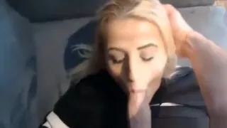 Pretty Brunette Sucking Huge Cock