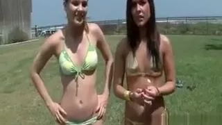 Two teen bikini babes showing