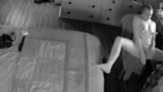 Masturbates with breast and bunny clamps camera that is hid