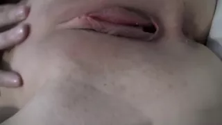 Blonde in lingerie gets naked and masturbates