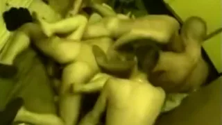 Blonde slut gets gangbang