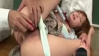 Asian pussy and ass toying with awesome school girl