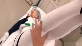 Costumed asian teeny getting her hot assets teased