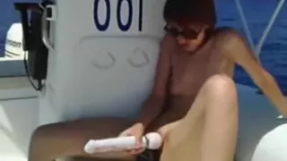 Hot Italian Chick Toys Her Clit On A Boat