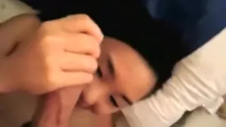 Asian Hottie Suckling Cock And Shaved Balls