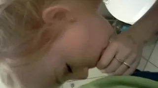 Bleached Blonde Sucks In The Toilet