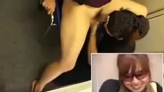 Slender Asian babe with sexy legs has a guy devouring her h