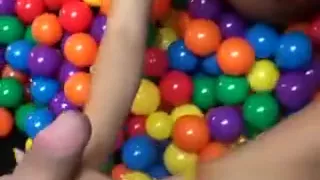 college kids have Sex in playpen of balls