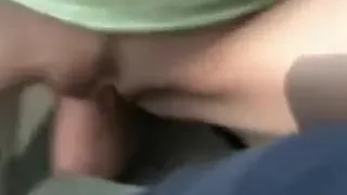 Brunette girl gets on her knees