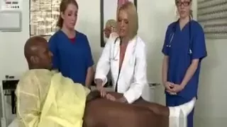 These sluts have a naughty idea for their ebony patient