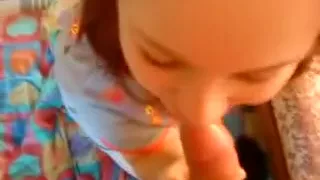 Real redhead wife gives POV blowjob