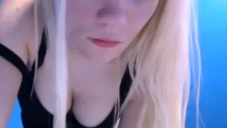 Superb babe Amber Sym in stockings solo