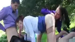 Glamour FFM trio erotic pleasure outside