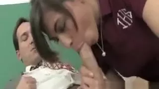 Schoolgirl horny brunette shows her nice