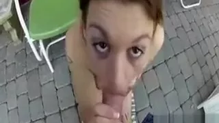 christening the balcony with an outdoor blowjob 